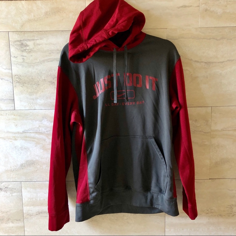 Nike Hoodie Therma Fit Red Grey Just Do It